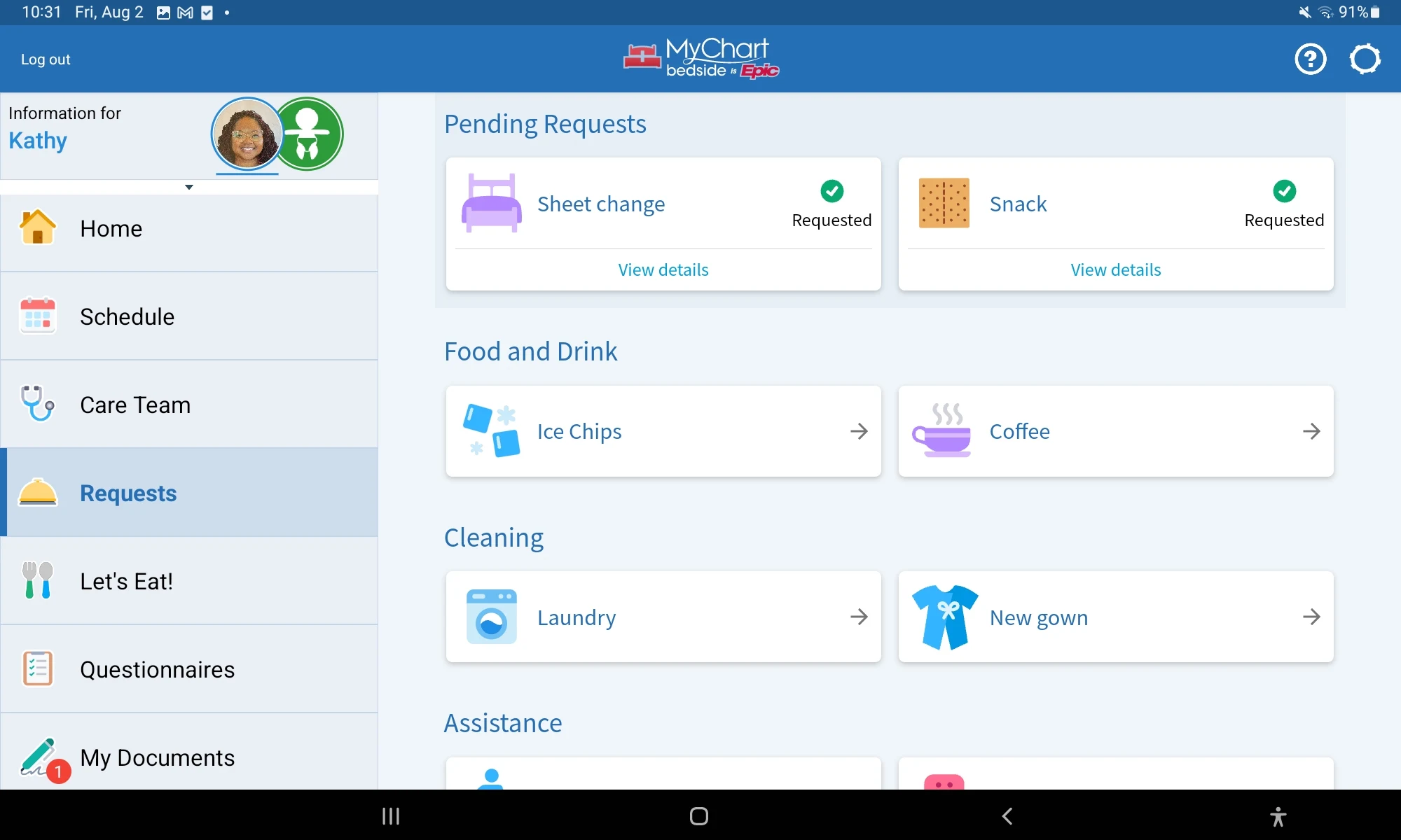 MyChart Bedside screenshot