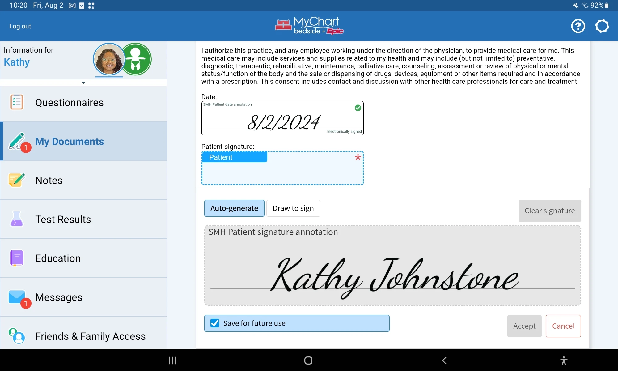 MyChart Bedside screenshot