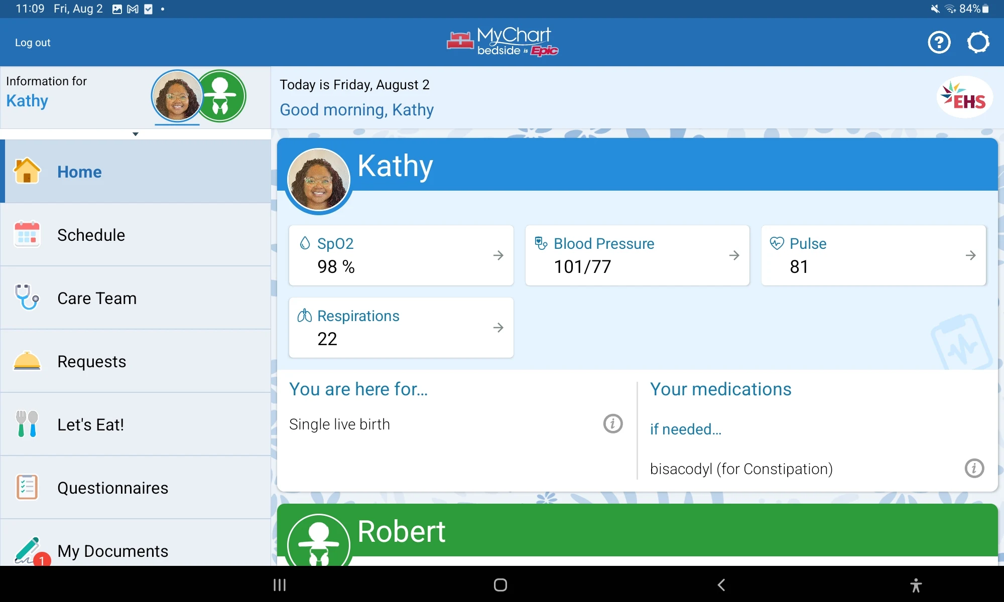 MyChart Bedside screenshot